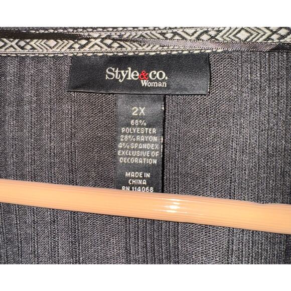 NWT Style & Co Ribbed Lace Trim Top Blouse Women's 2X Workwear Career Whimsygoth - Picture 7 of 7